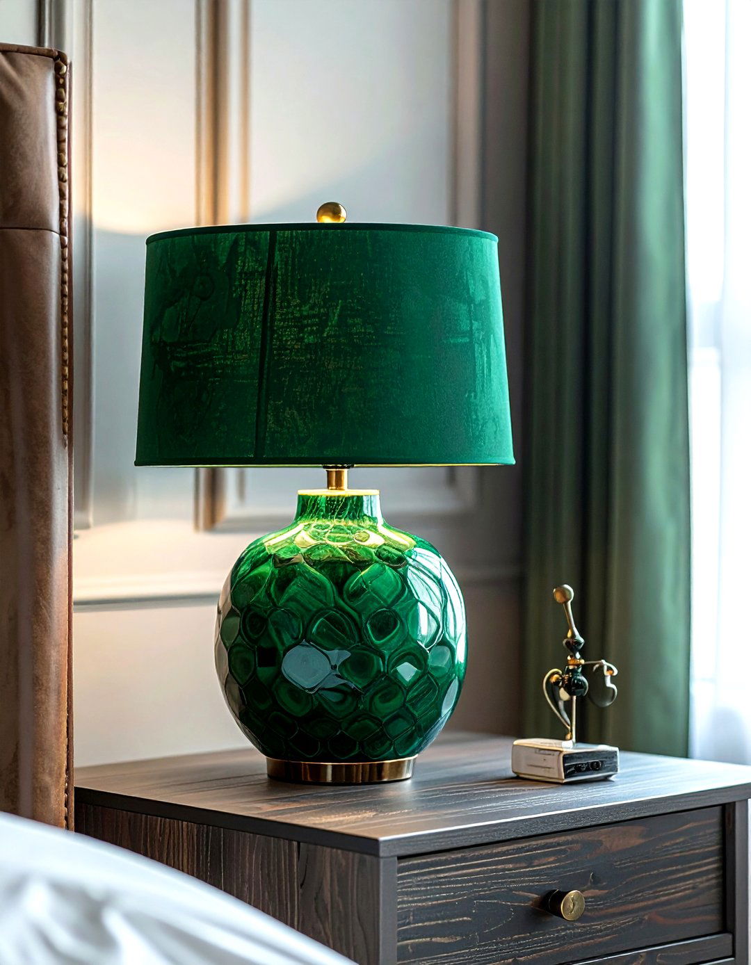 Malachite Green Bedside Lamp - 30 industrial green bedroom ideas