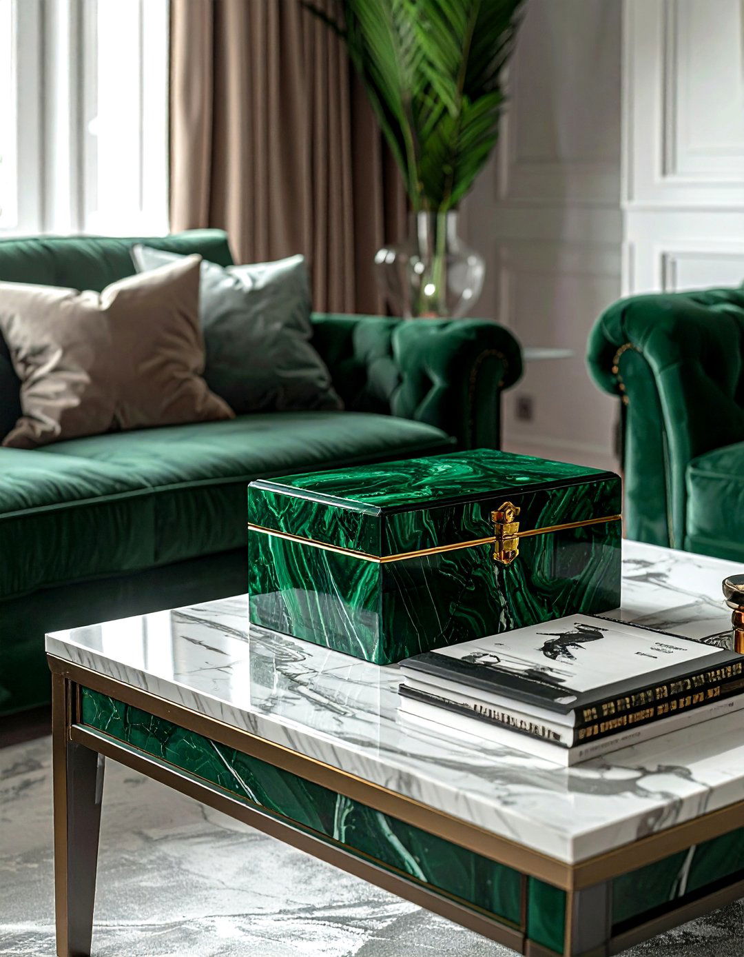Malachite decorative box - 30 crystal decor ideas