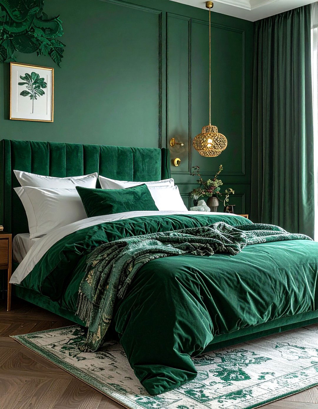 Malachite green bedroom accents - 30 bohemian green bedroom ideas