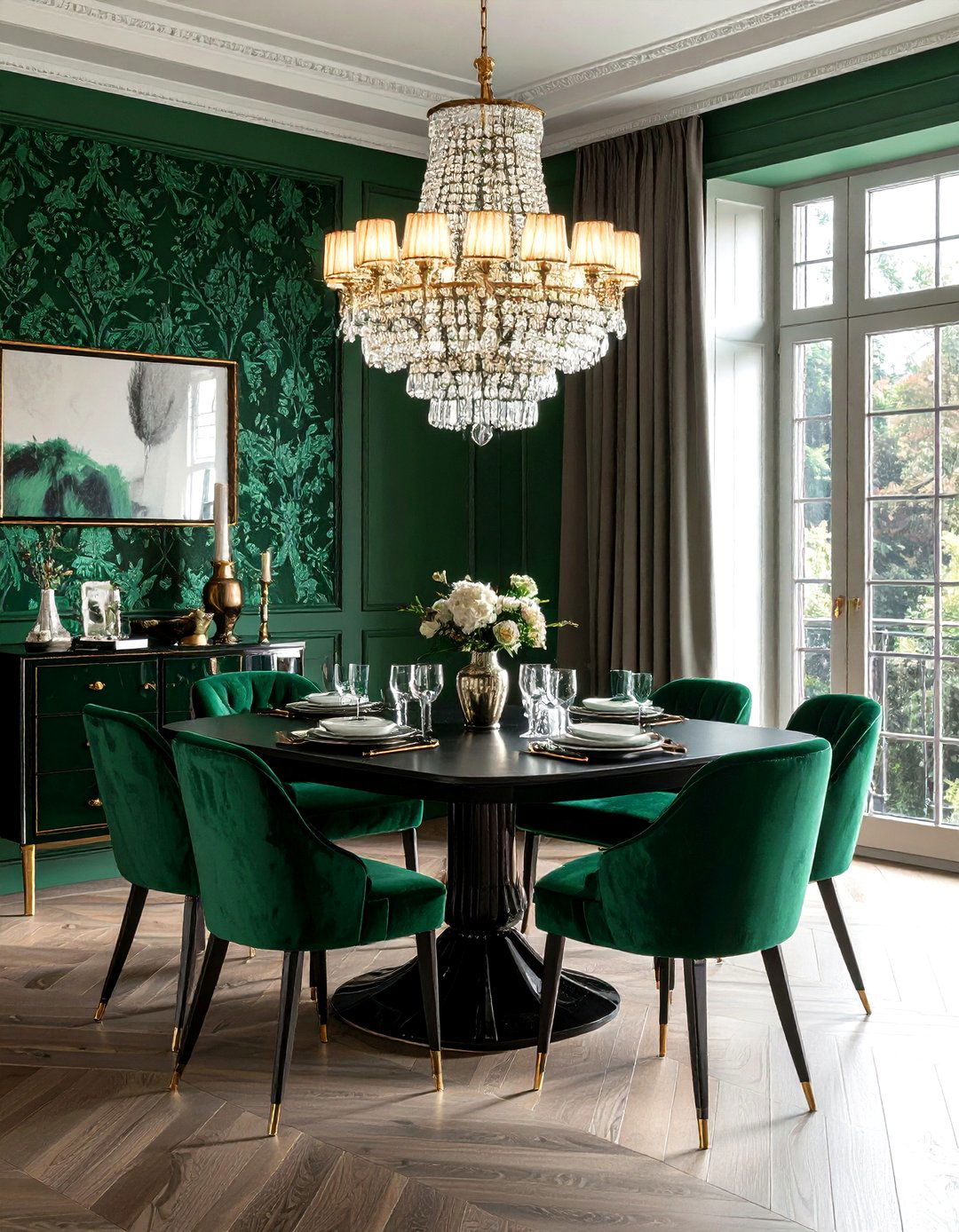 Malachite green dining room - 30 cool green dining room ideas