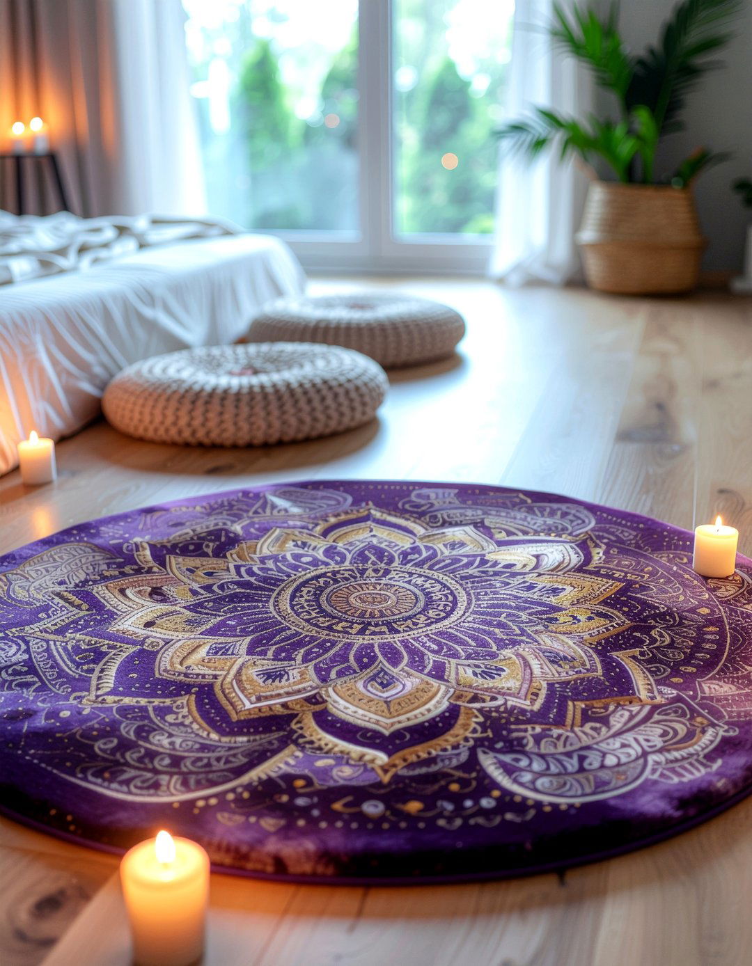 Mandala Round Rug - 30 bedroom round rugs