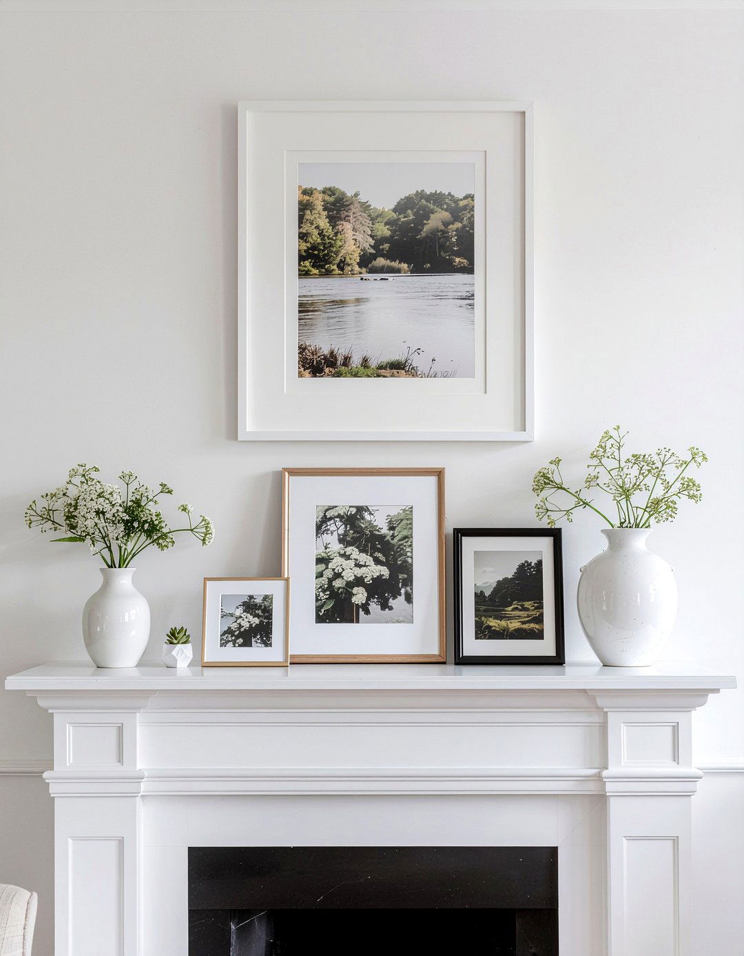Mantel Photo Arrangement - 30 family photo decor ideas