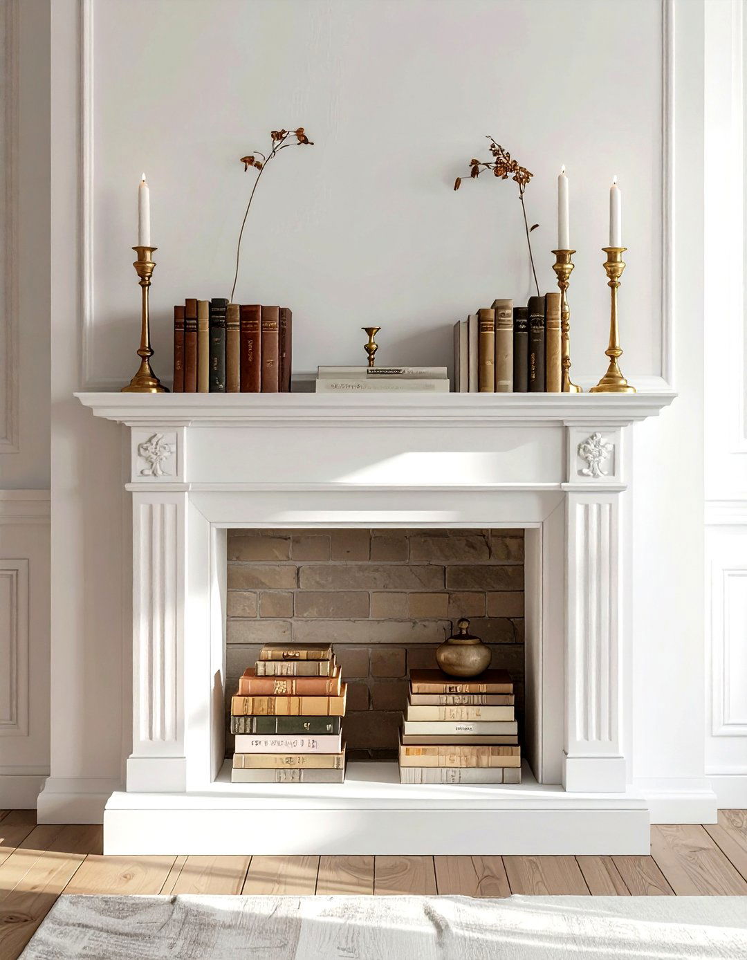 Mantle book arrangement - 30 book decor ideas_1