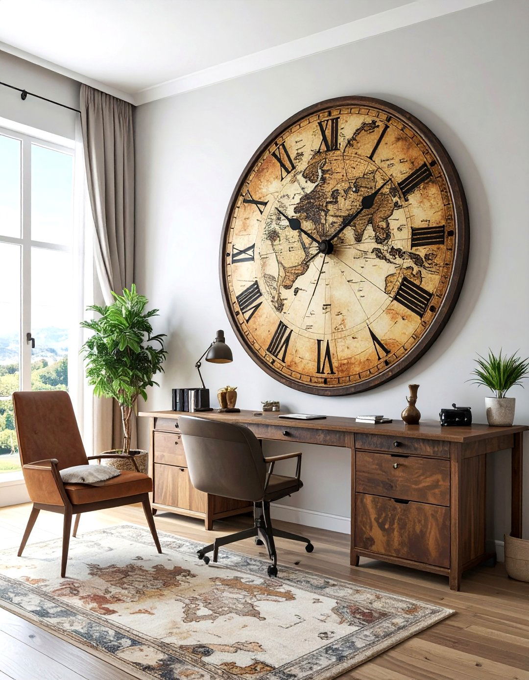 Map Print Oversized Clock - 30 oversized clock ideas