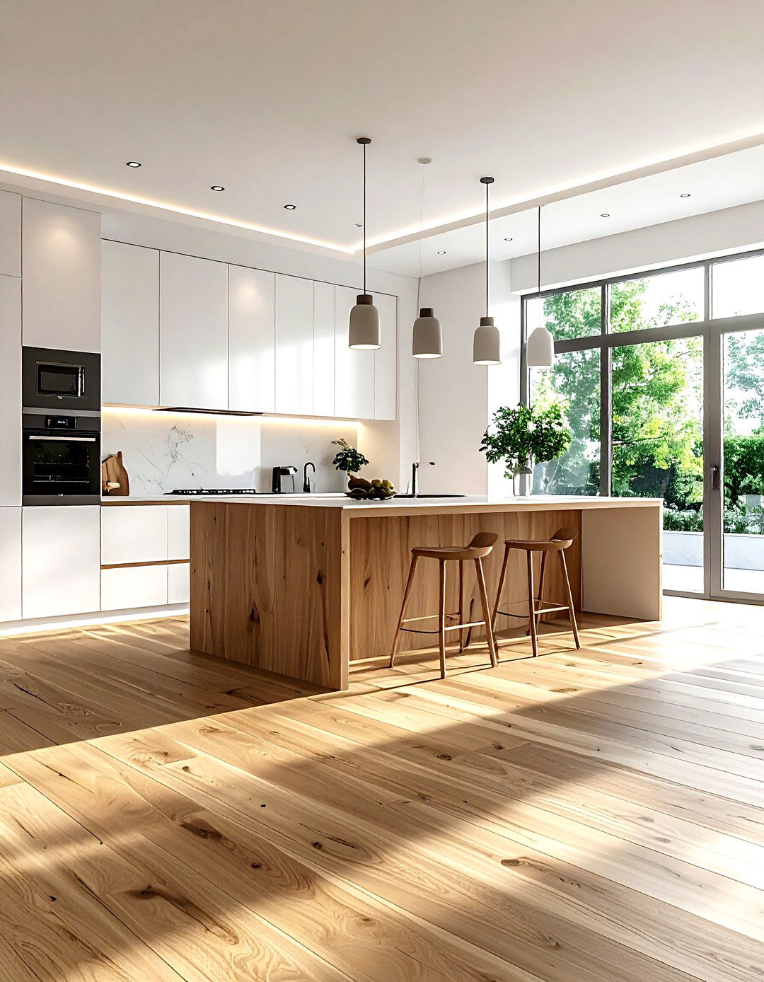 Maple Wood Floor - 30 warm brown kitchen ideas