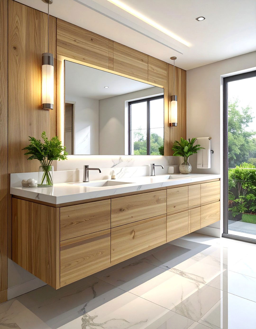 Maple bathroom vanity - 30 light wood decor ideas