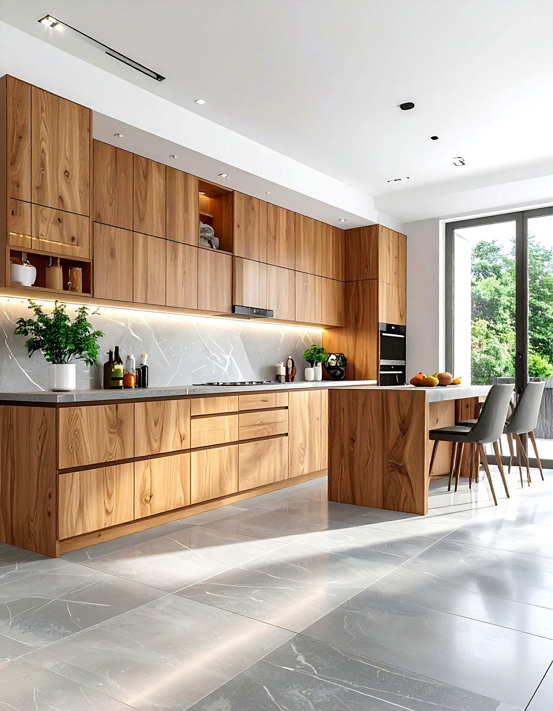 Maple cabinets porcelain tile floor - 30 maple kitchen cabinet ideas