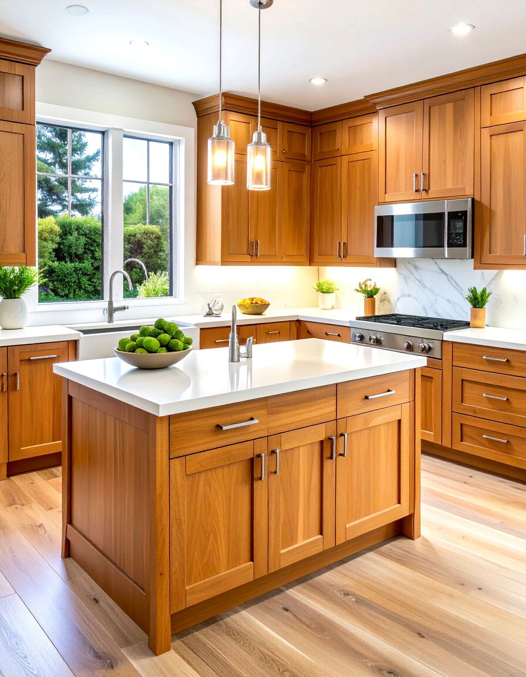 Maple cabinets white quartz countertops - 30 maple kitchen cabinet ideas