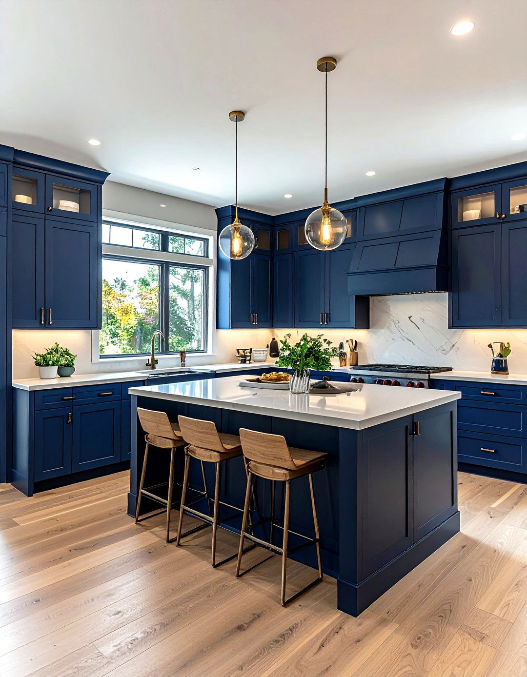 Maple kitchen navy blue accents - 30 maple kitchen cabinet ideas