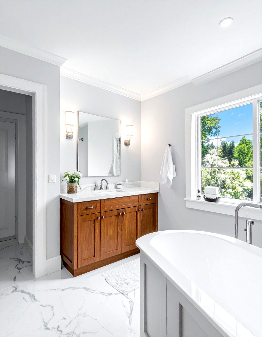 Maple wood cabinets white bathroom - 30 white and wood bathroom ideas