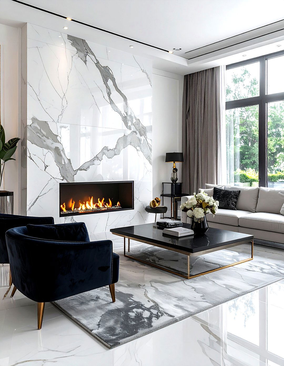 Marble Accent Wall Living Room - 30 luxury living room ideas