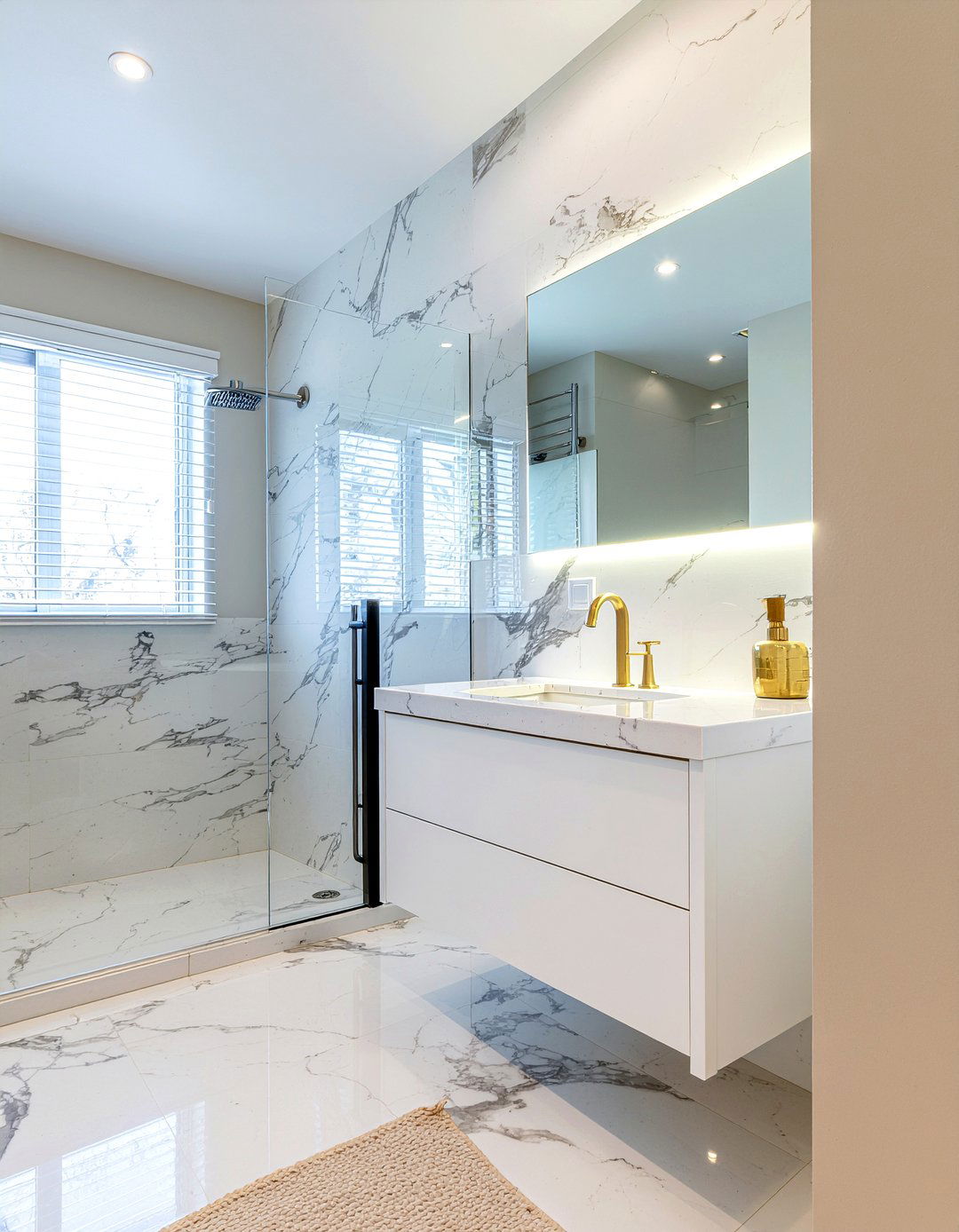 Marble Backsplash - 30 powder room ideas