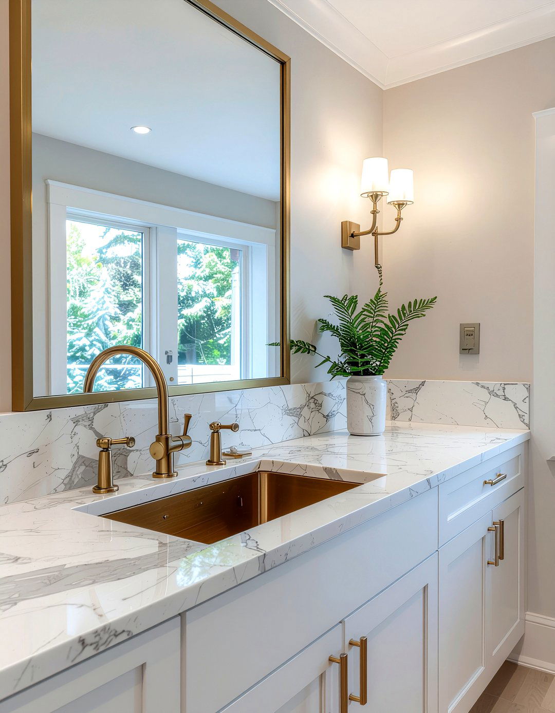 Marble Backsplash - 30 bathroom sink accent ideas