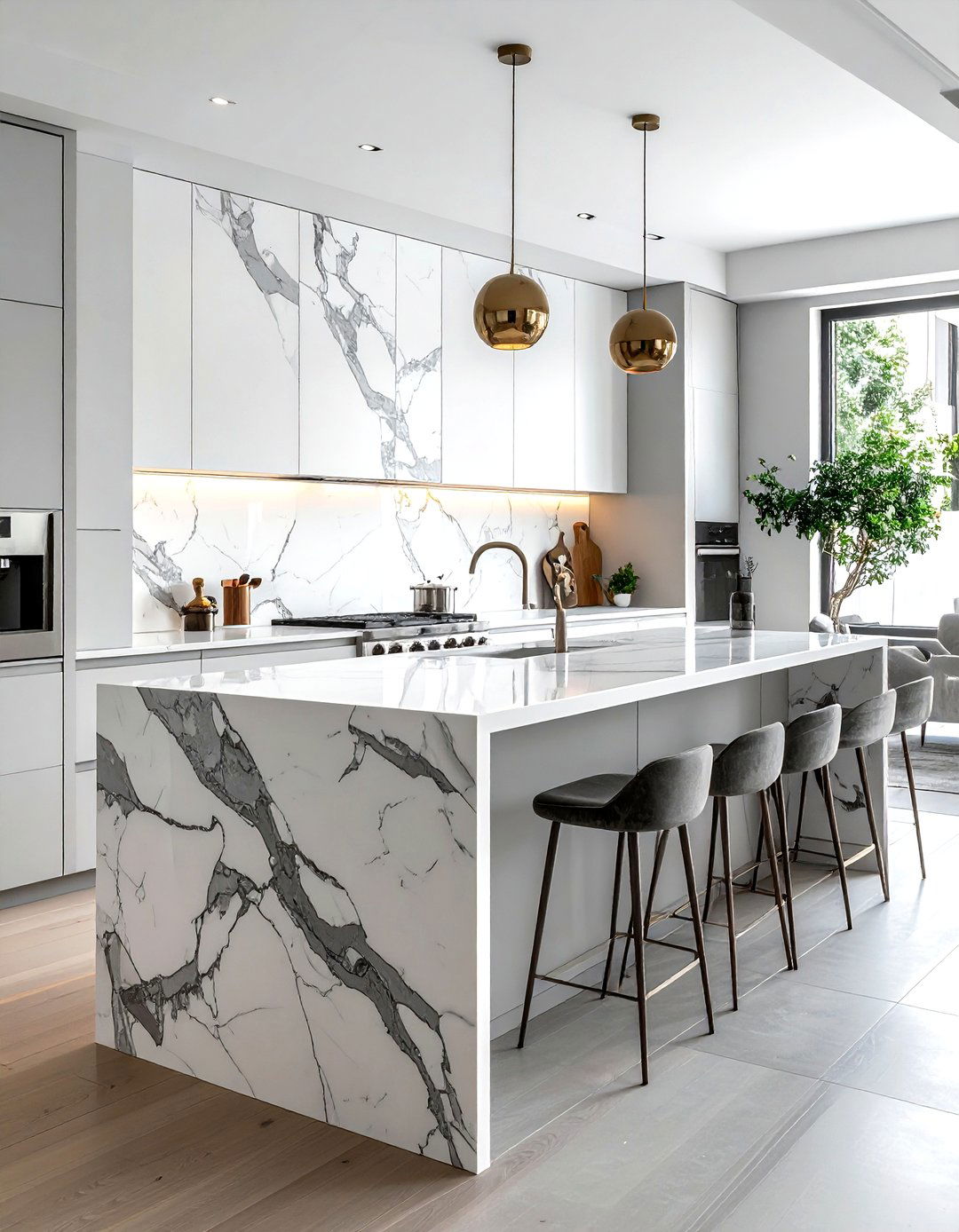Marble Backsplash - 30 kitchen splurge and save ideas
