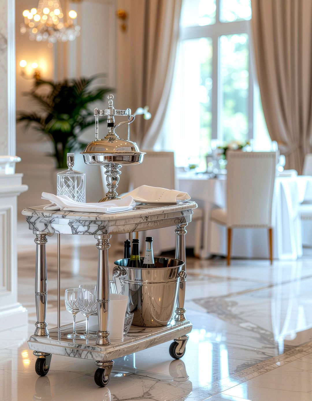 Marble Bar Cart - 30 dining room bar cart ideas