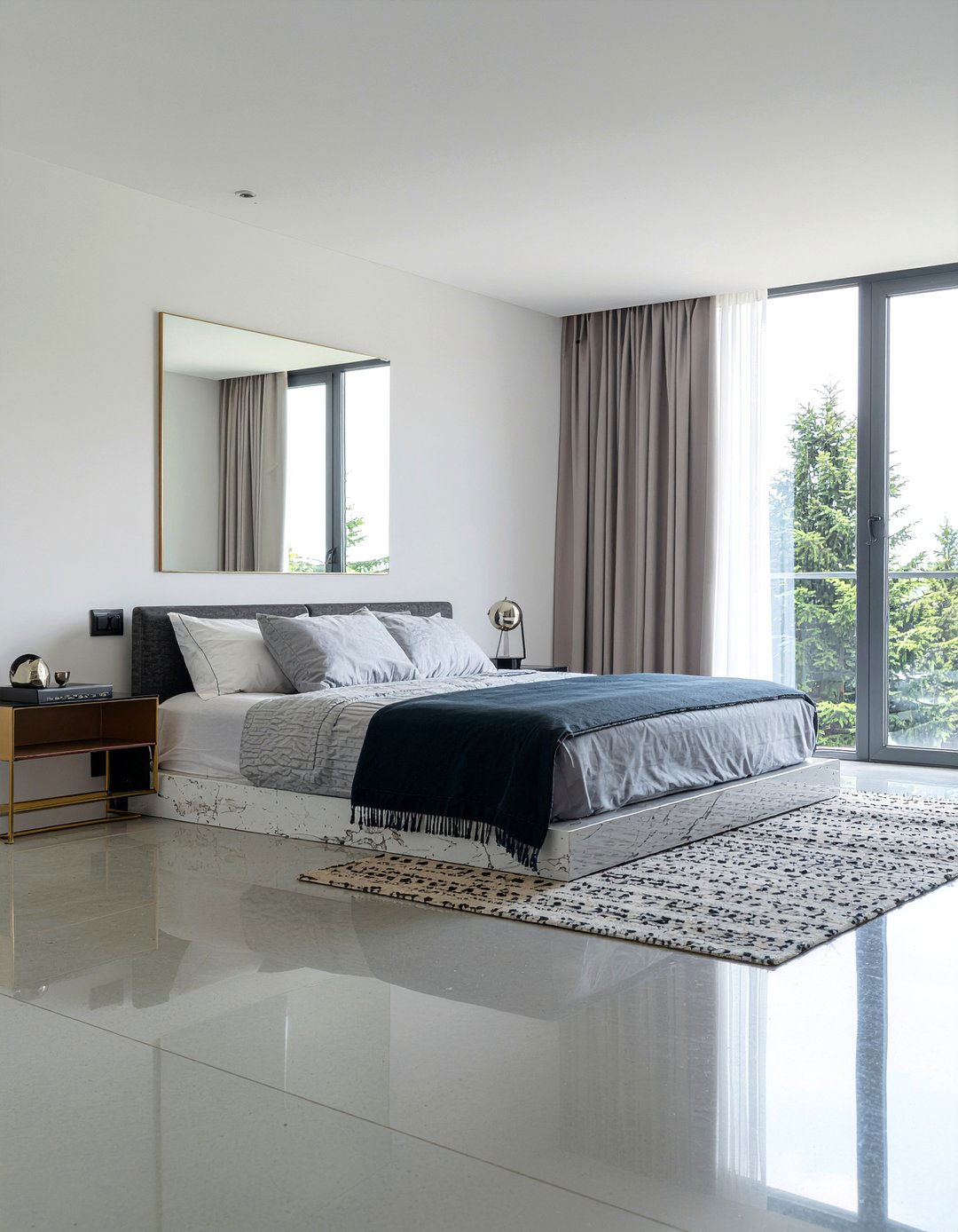 Marble Base Leaning Mirror - 30 bedroom leaning mirrors