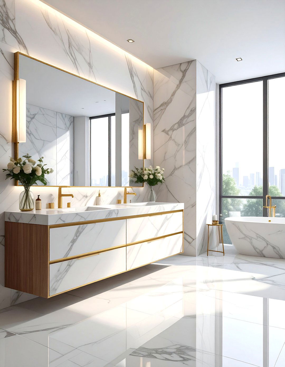 Marble Bathroom - 30 shared bathroom ideas