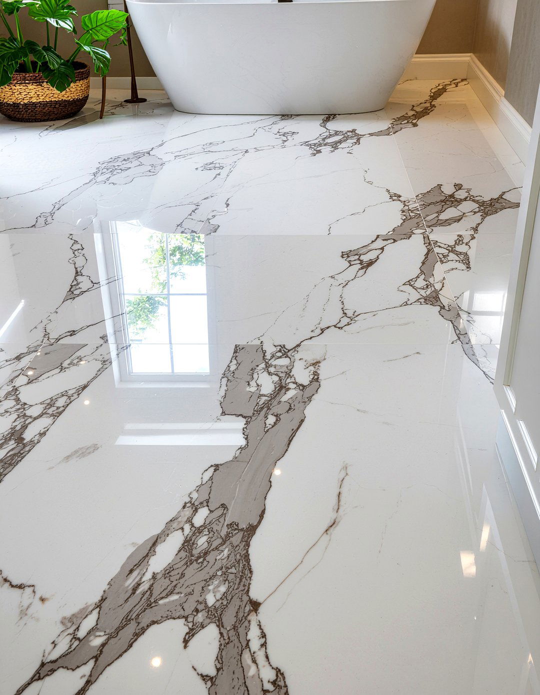 Marble Bathroom Floor - 30 bathroom transformation ideas