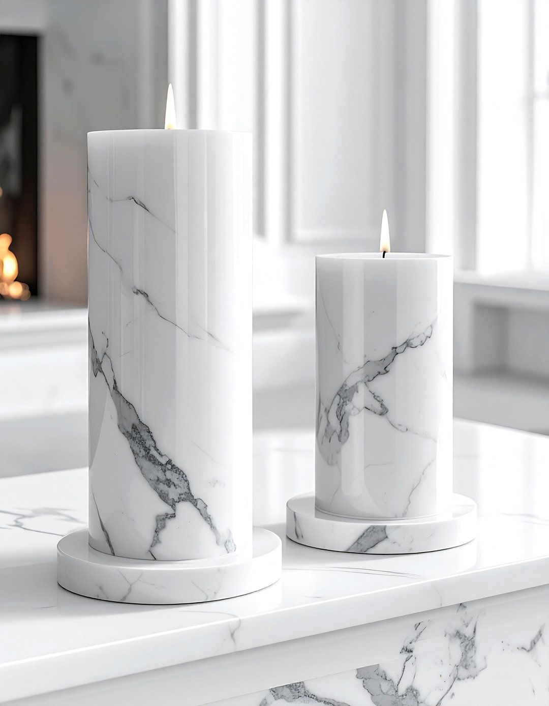 Marble Candle Pedestal - 30 living room candle ideas