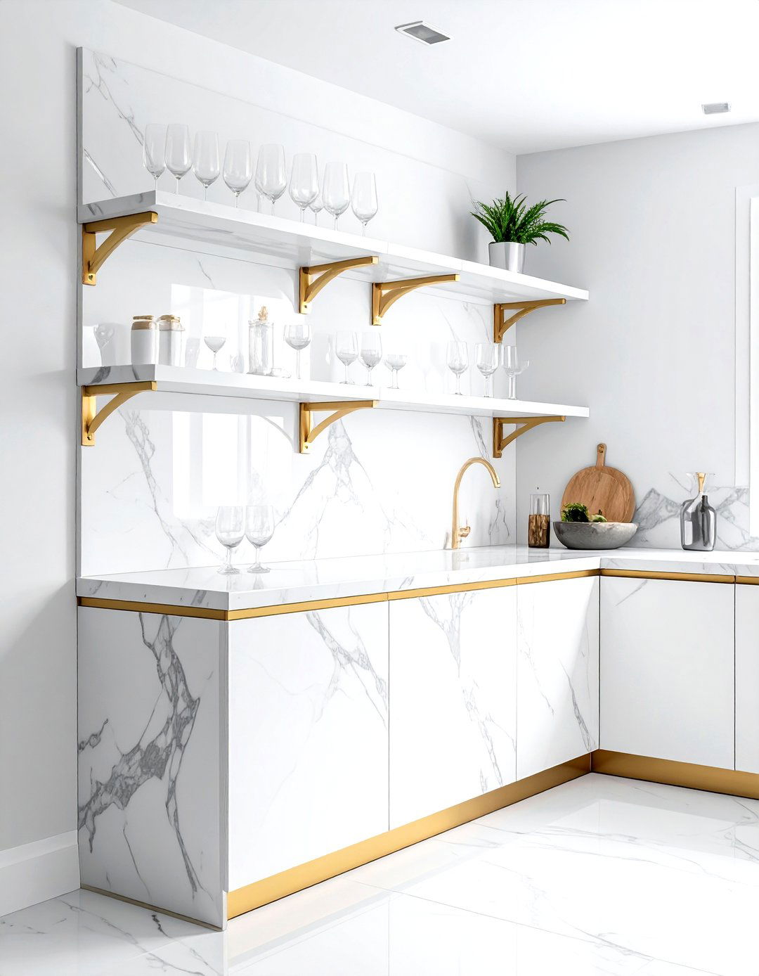 Marble Corner Kitchen Shelves - 30 kitchen corner shelving ideas