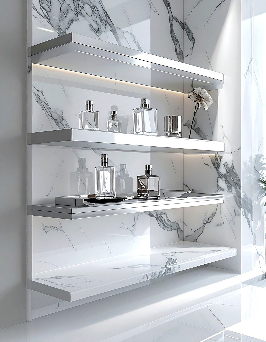 Marble Corner Wall Shelf - 30 living room corner shelving ideas