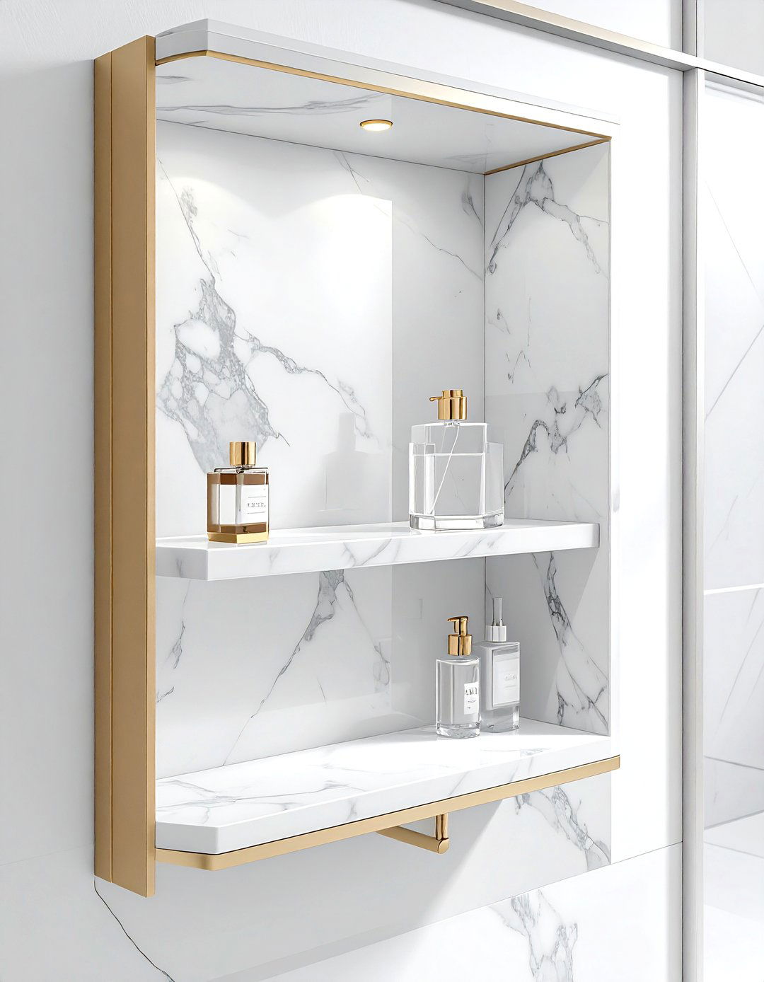 Marble Corner Wall Shelf - 30 bathroom corner shelving ideas