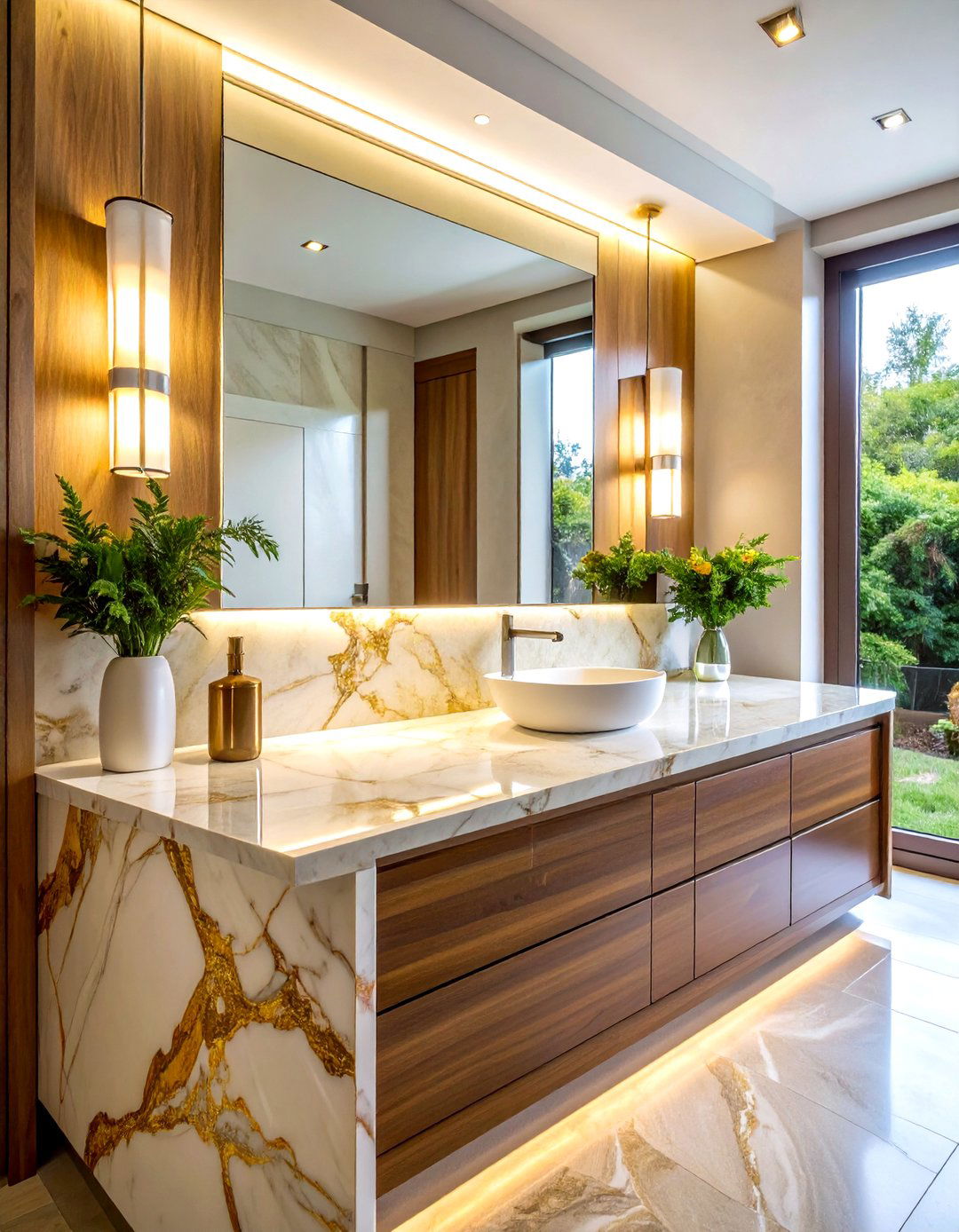 Marble Countertop - 30 Tuscan bathroom ideas