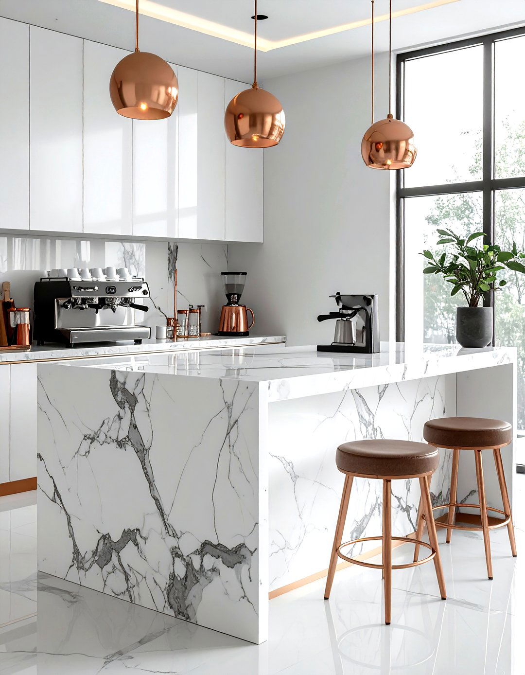 Marble Countertop Coffee Nook - 30 kitchen coffee nook ideas