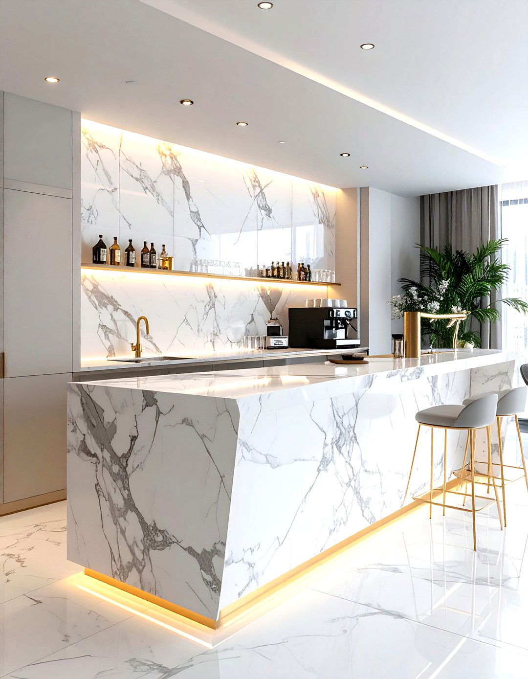 Marble Countertop Drink Bar - 30 kitchen beverage center ideas