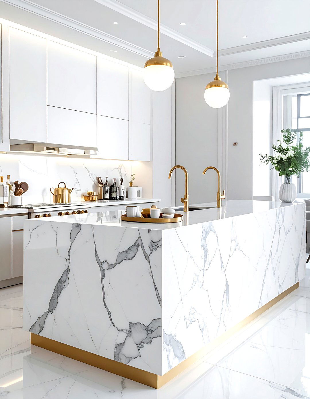 Marble Countertop Drink Station - 30 kitchen home bar ideas