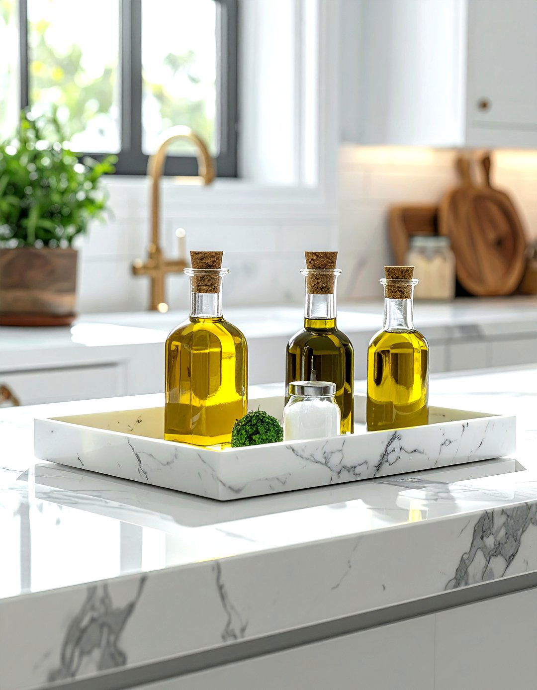 Marble Countertop Tray - 30 kitchen finishing touches ideas