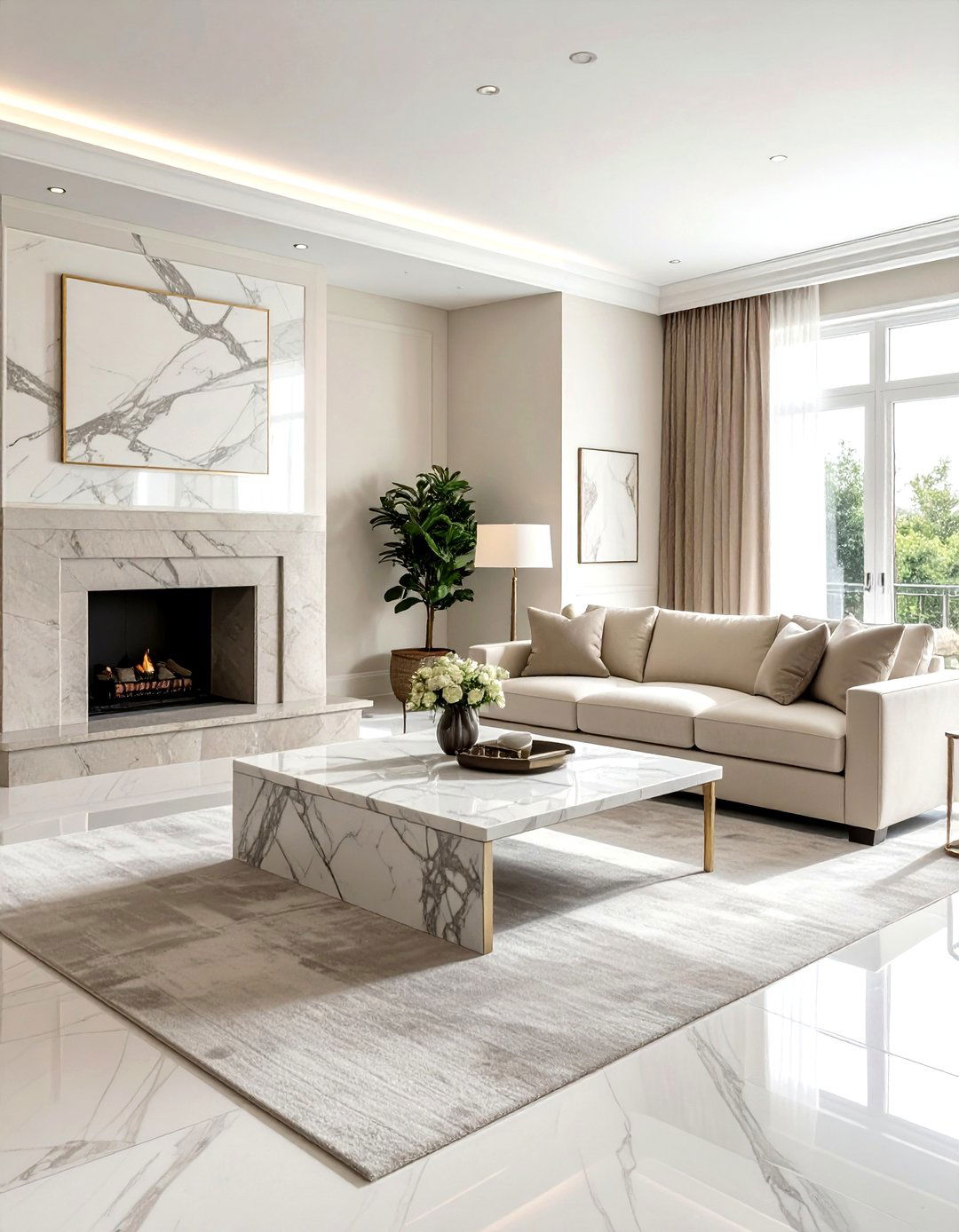 Marble Cream Living Room - 30 minimalist cream living room ideas