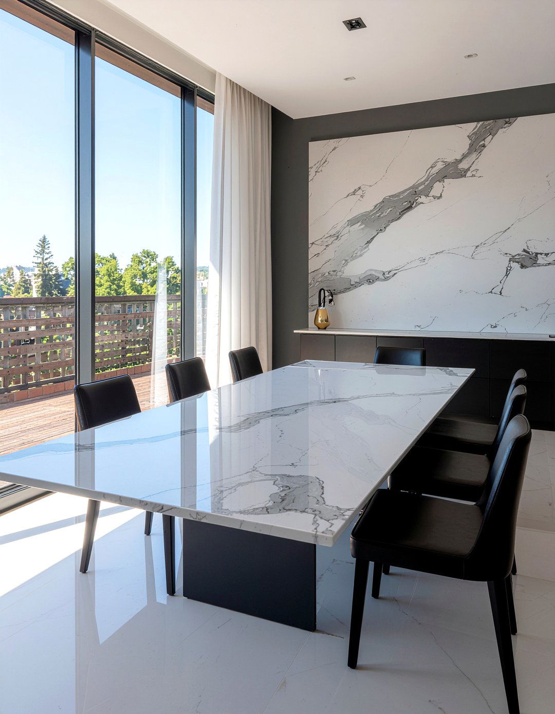 Marble Dining Room Table - 30 dining room visual interest ideas