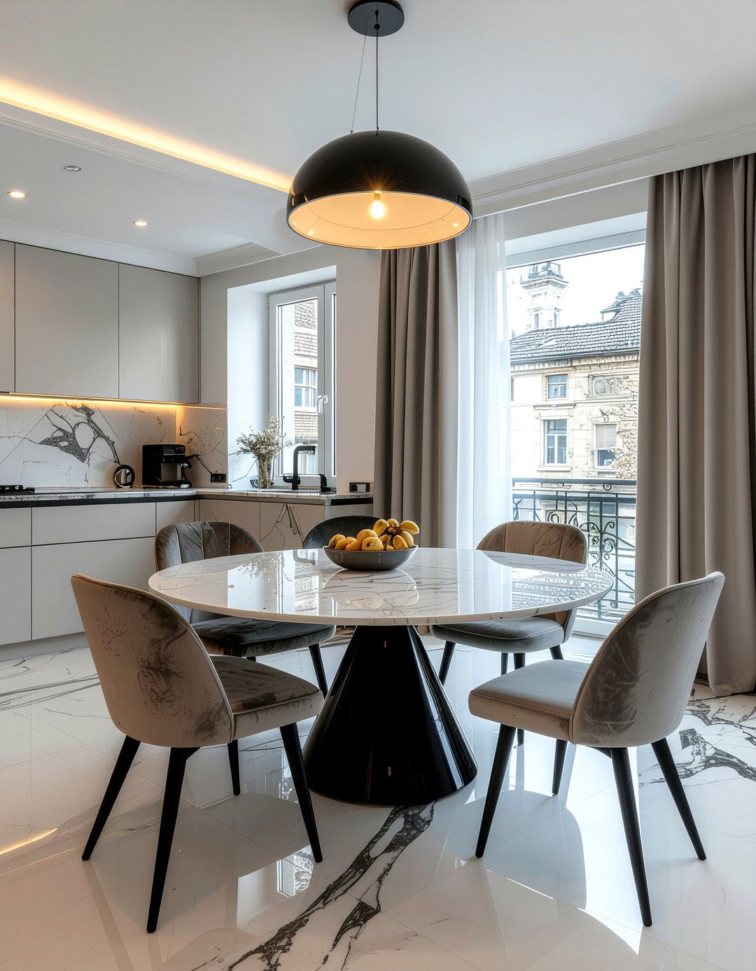 Marble Dining Table - 30 dramatic dining room ideas