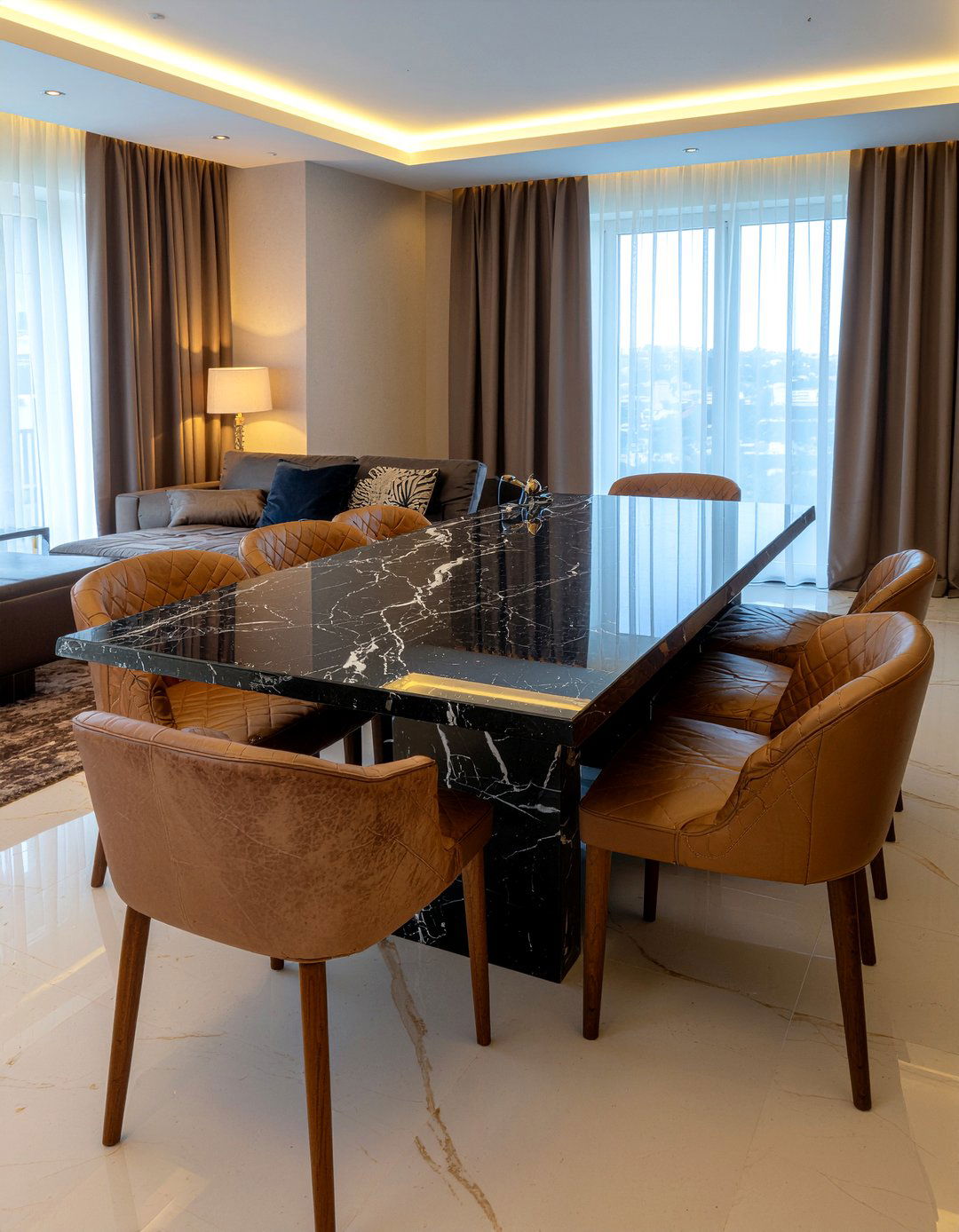 Marble Dining Table - 30 night dining room ideas