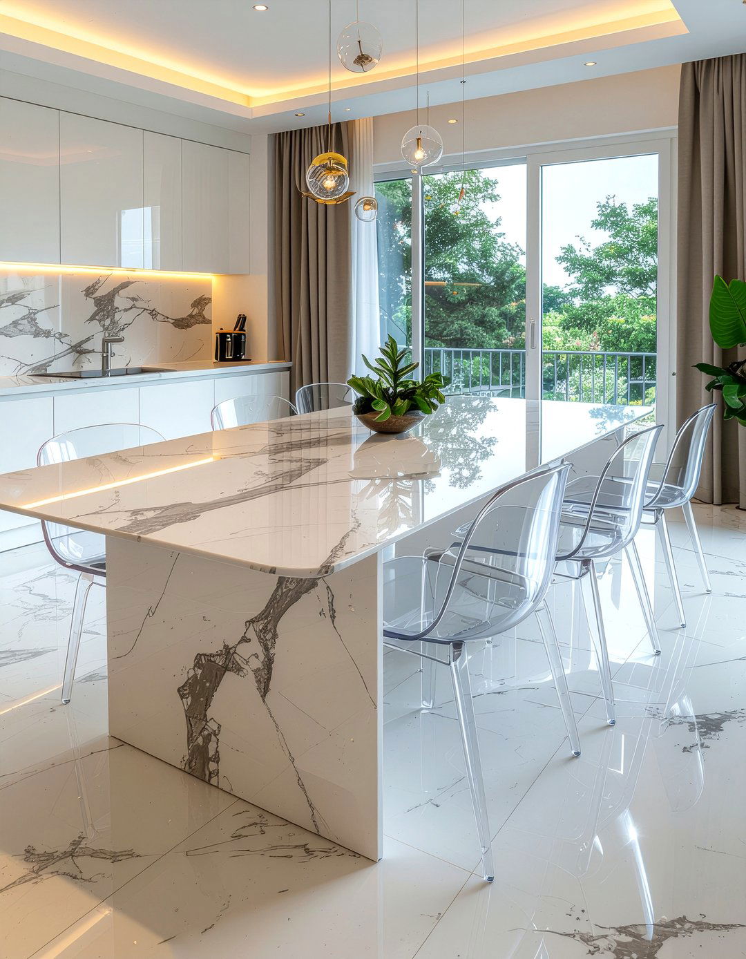 Marble Dining Table With Plastic Chairs - 30 dining room high-low mixing ideas