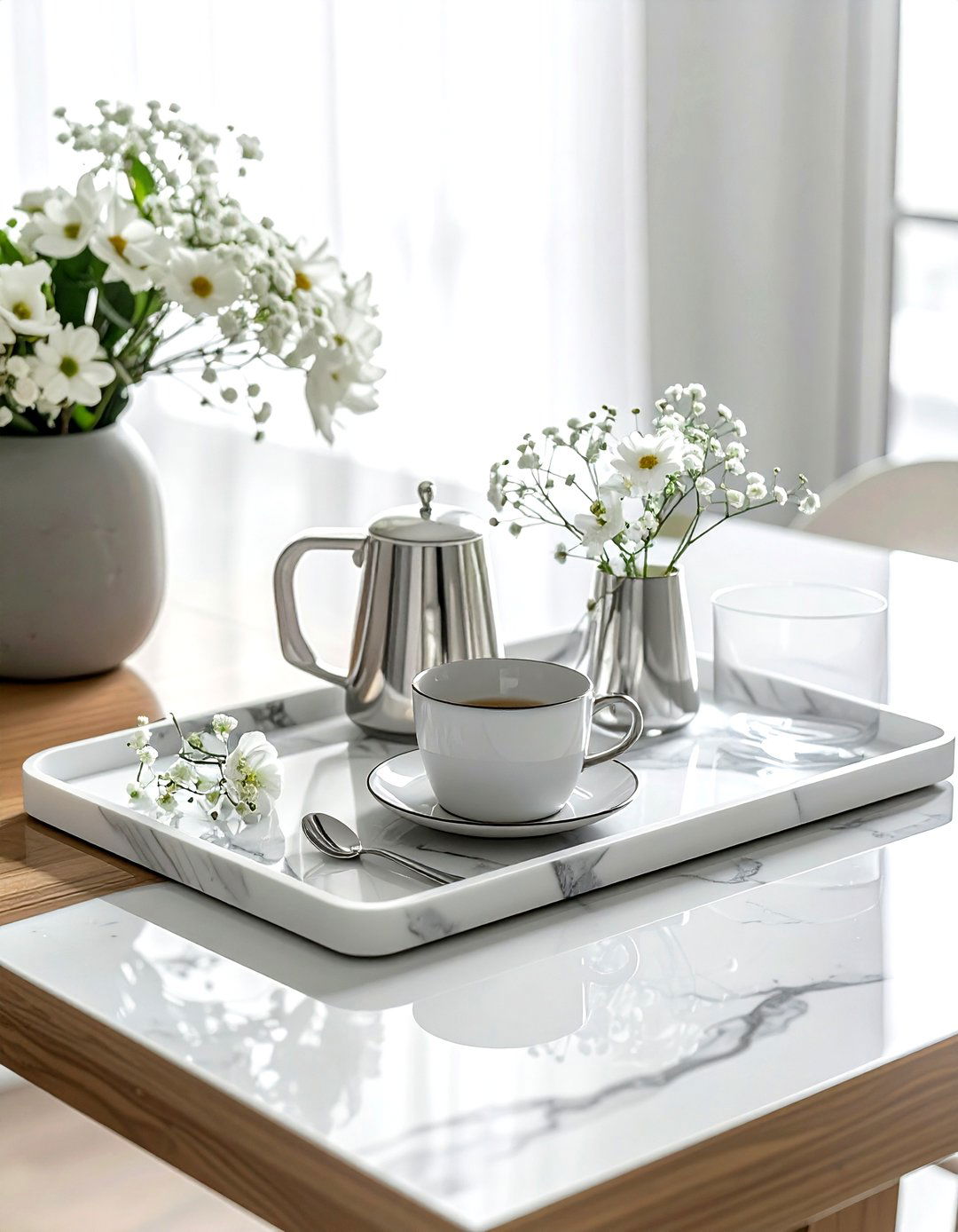 Marble Dining Tray - 30 gray dining room accessories ideas