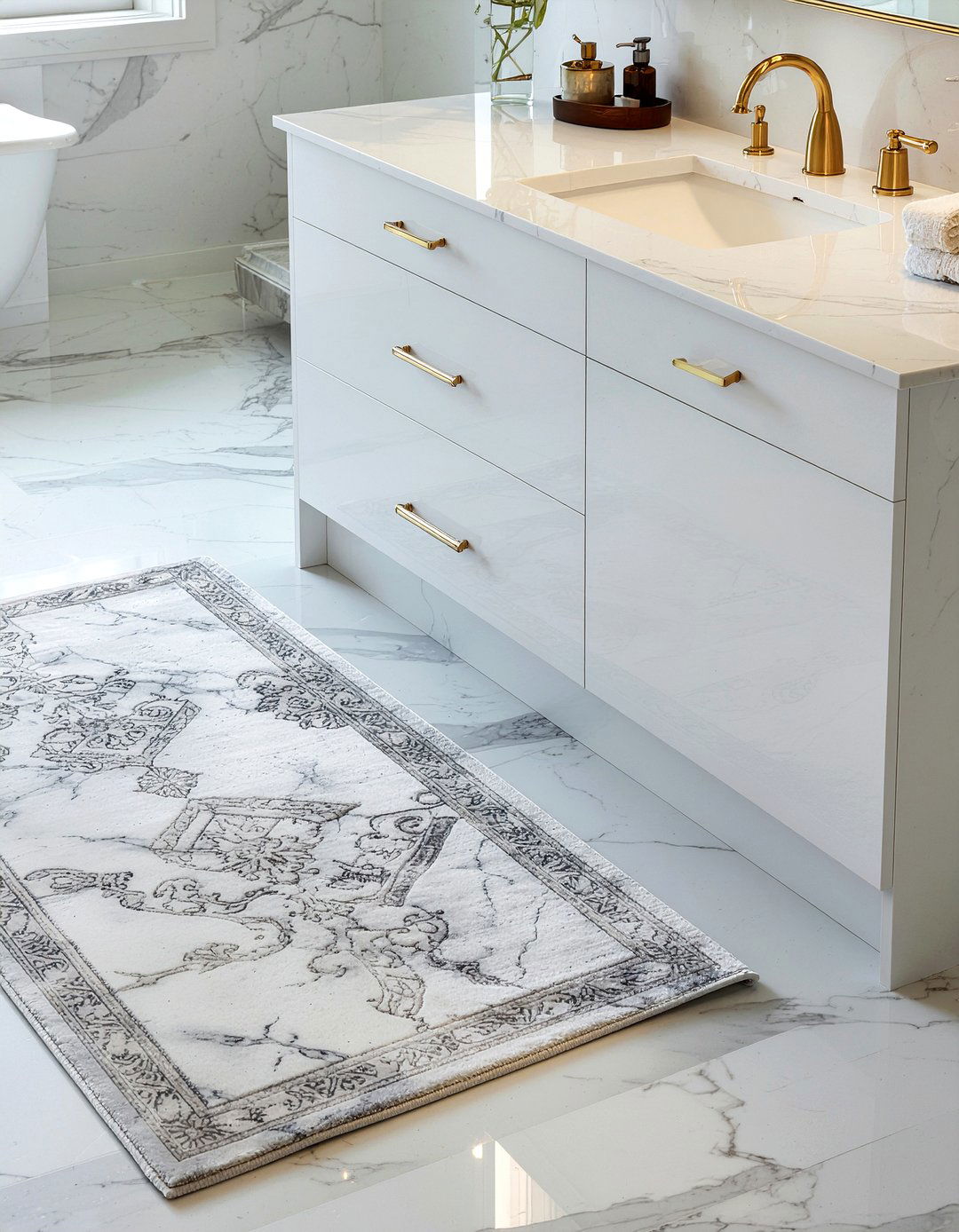 Marble Effect Bathroom Runner - 30 bathroom runner rug ideas