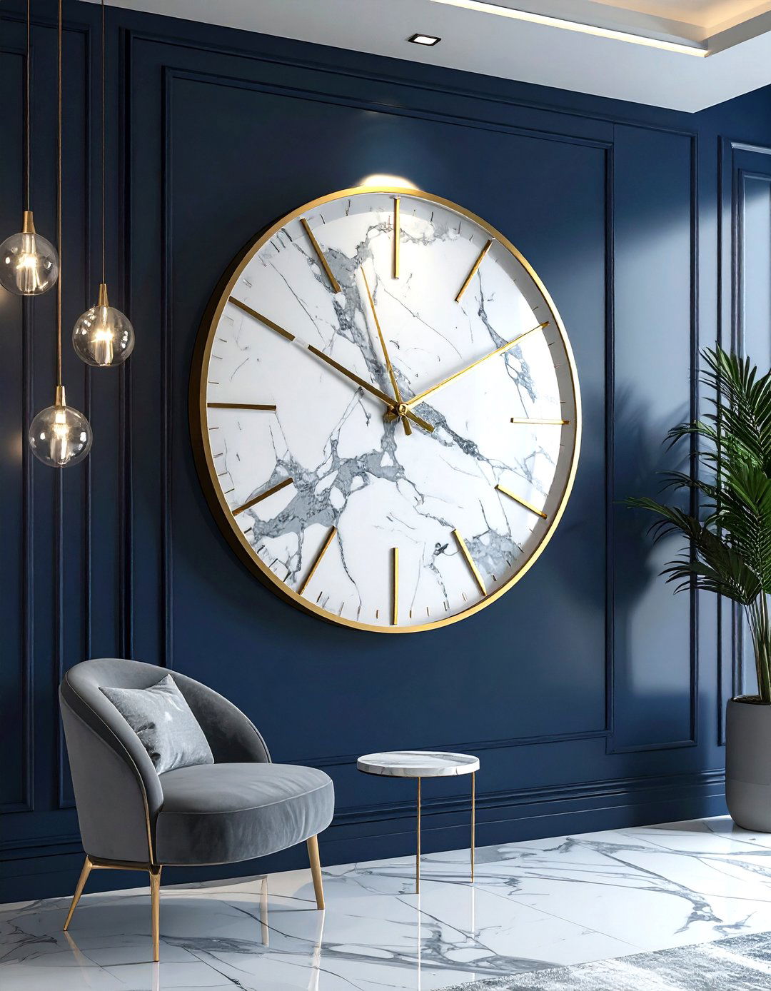 Marble Face Oversized Clock - 30 oversized clock ideas