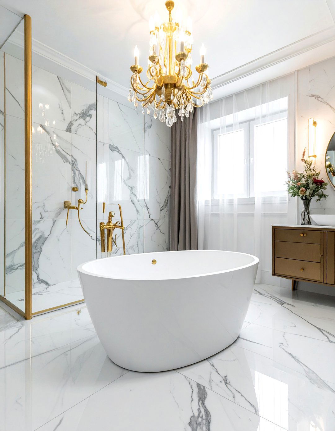 Marble Fan Tile Bathroom - 30 fan tile bathroom ideas