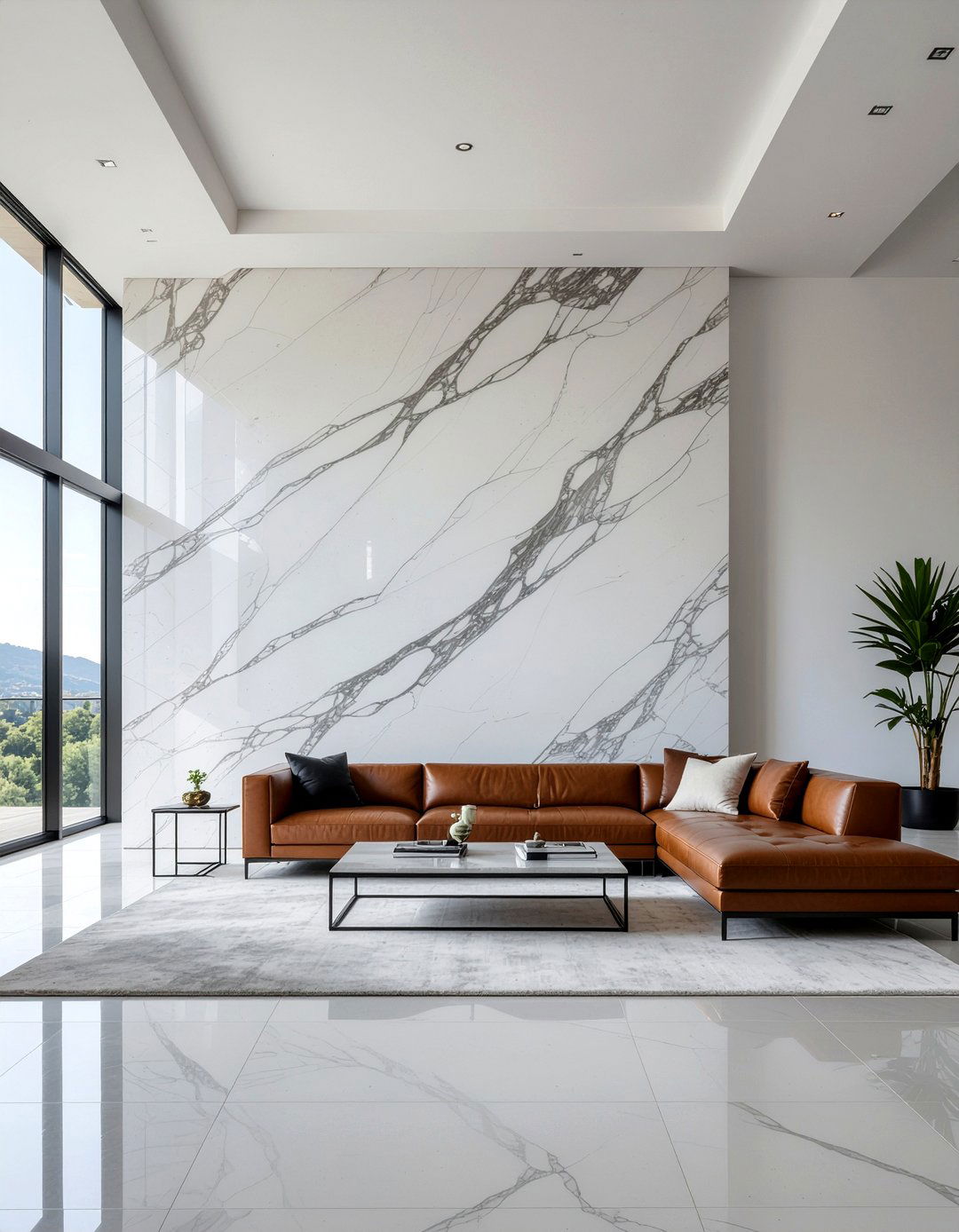 Marble Feature Wall Living Room - 30 luxe living room ideas