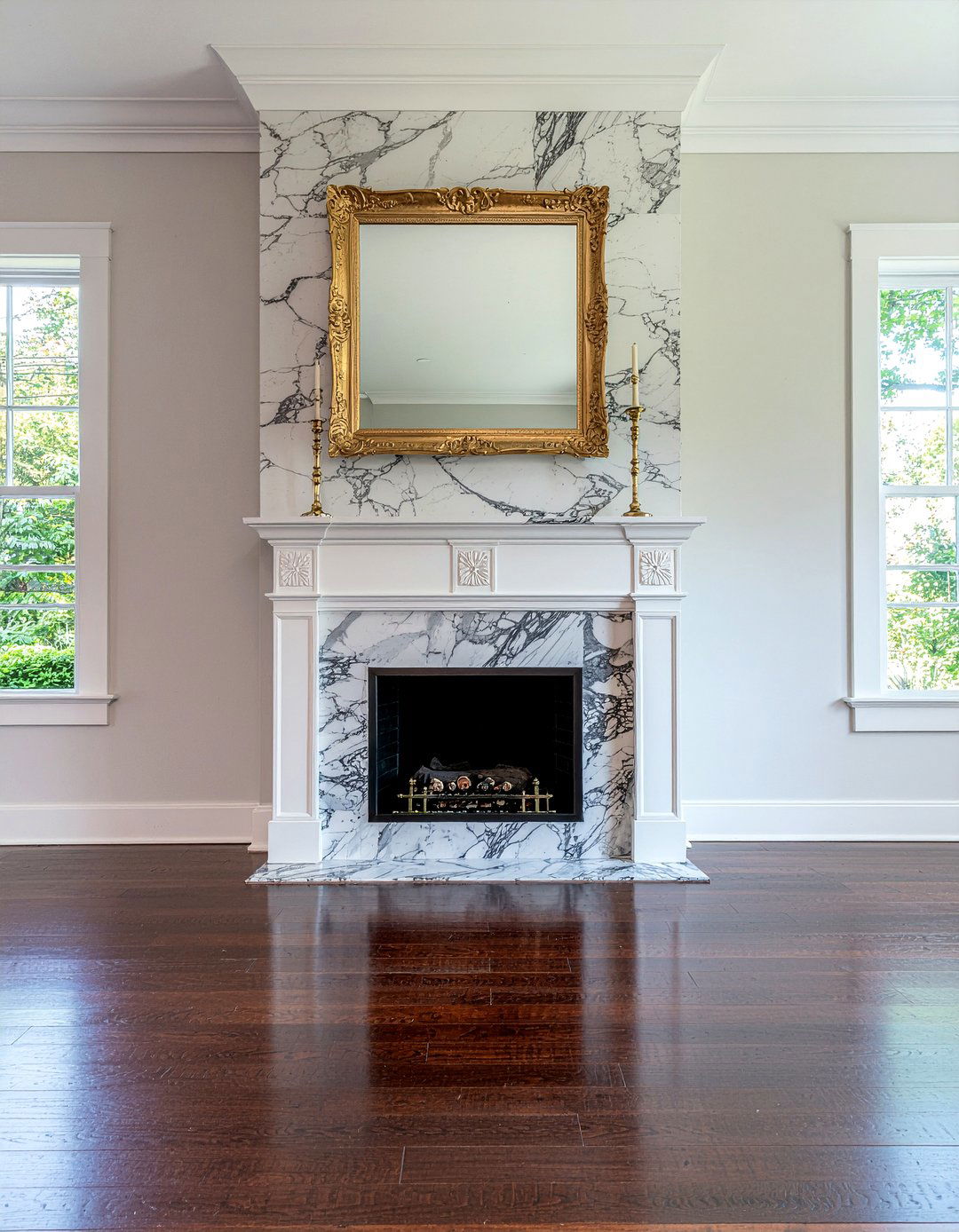 Marble Fireplace - 30 glam living room ideas