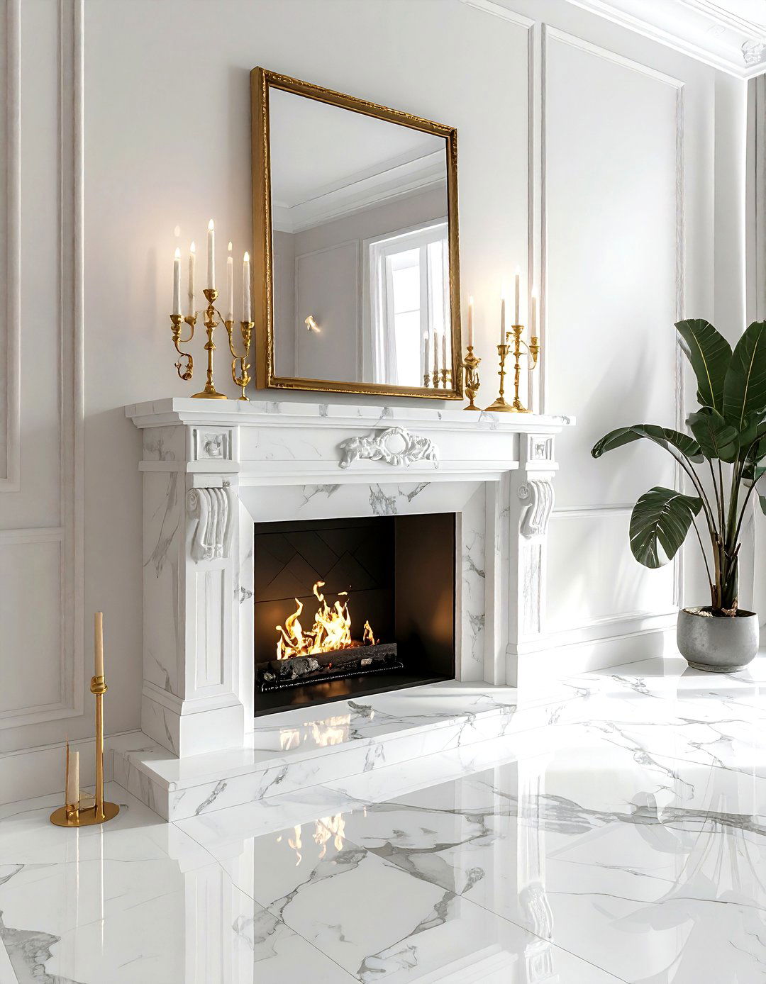 Marble Fireplace Mantel - 30 Hollywood regency decor ideas