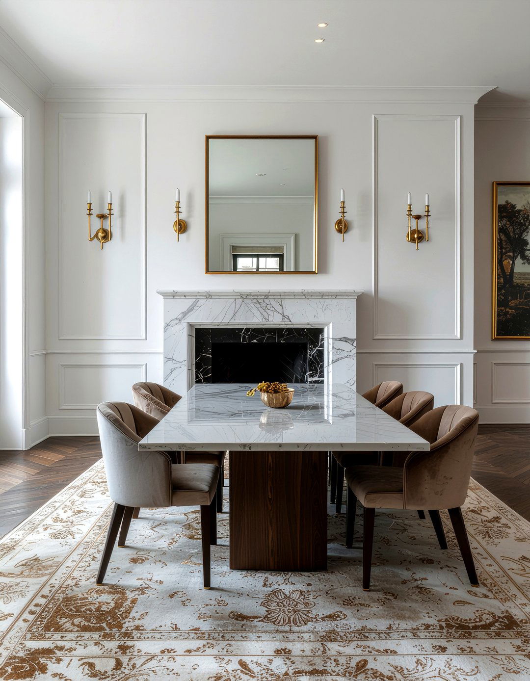 Marble Fireplace Surround Dining Room - 30 firelit dining room ideas