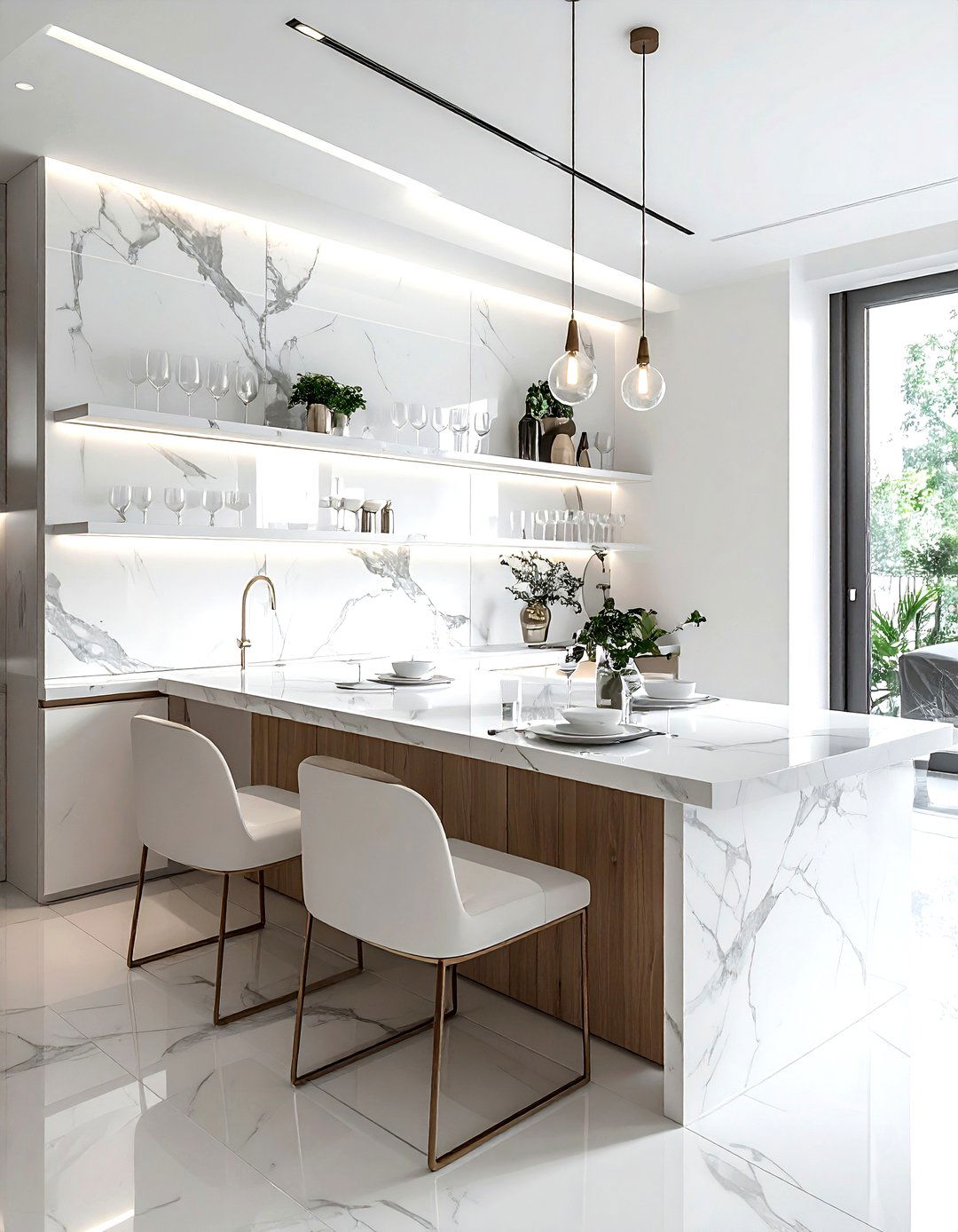 Marble Floating Shelf - 30 marble accent ideas