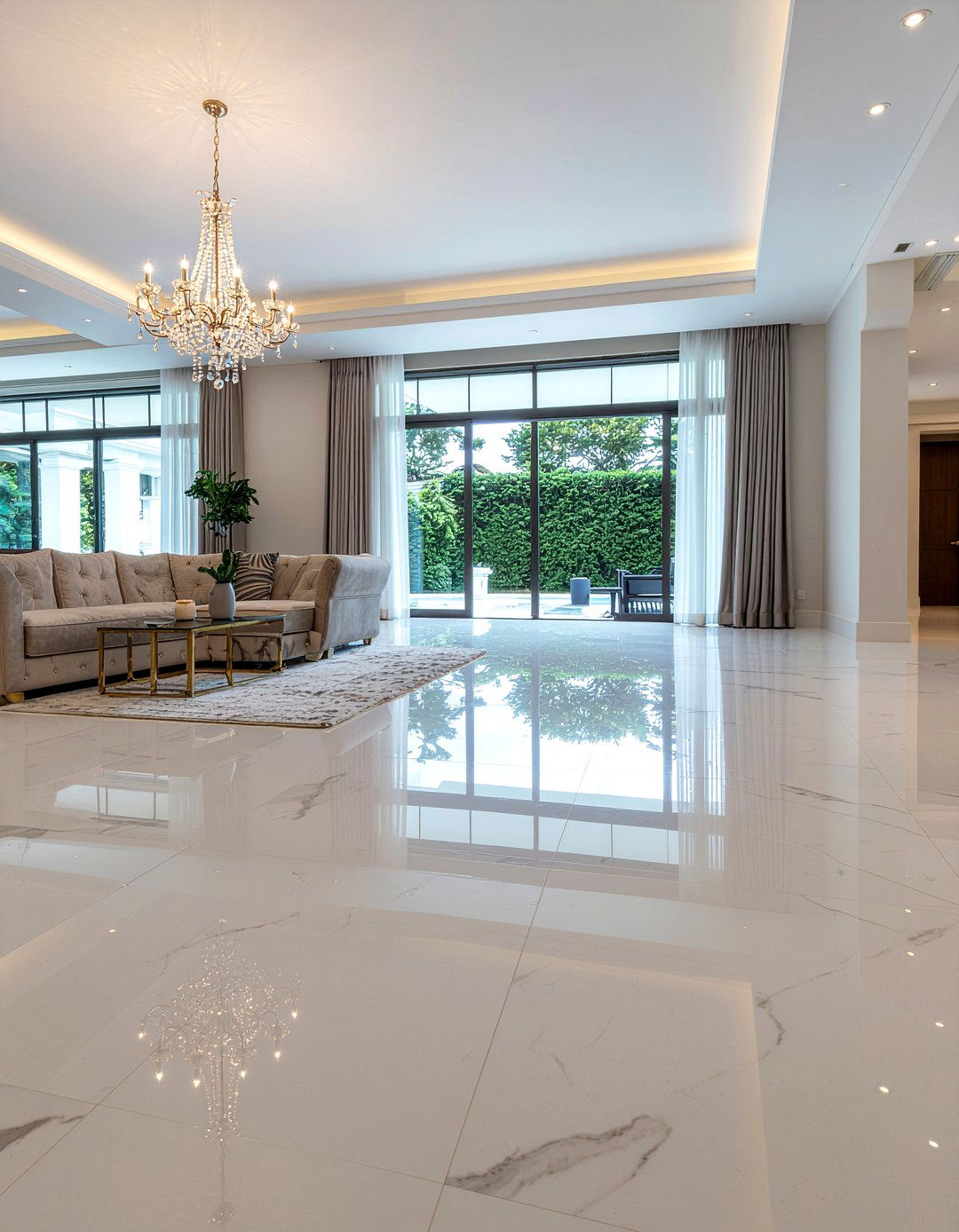 Marble Flooring - 30 spacious living room ideas