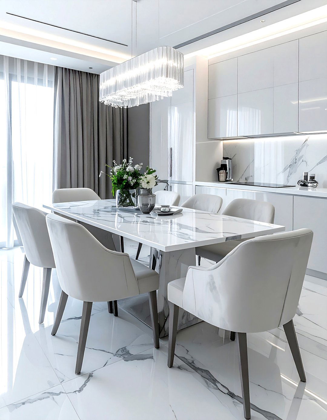 Marble Gray And White Dining Room - 30 gray and white dining room ideas