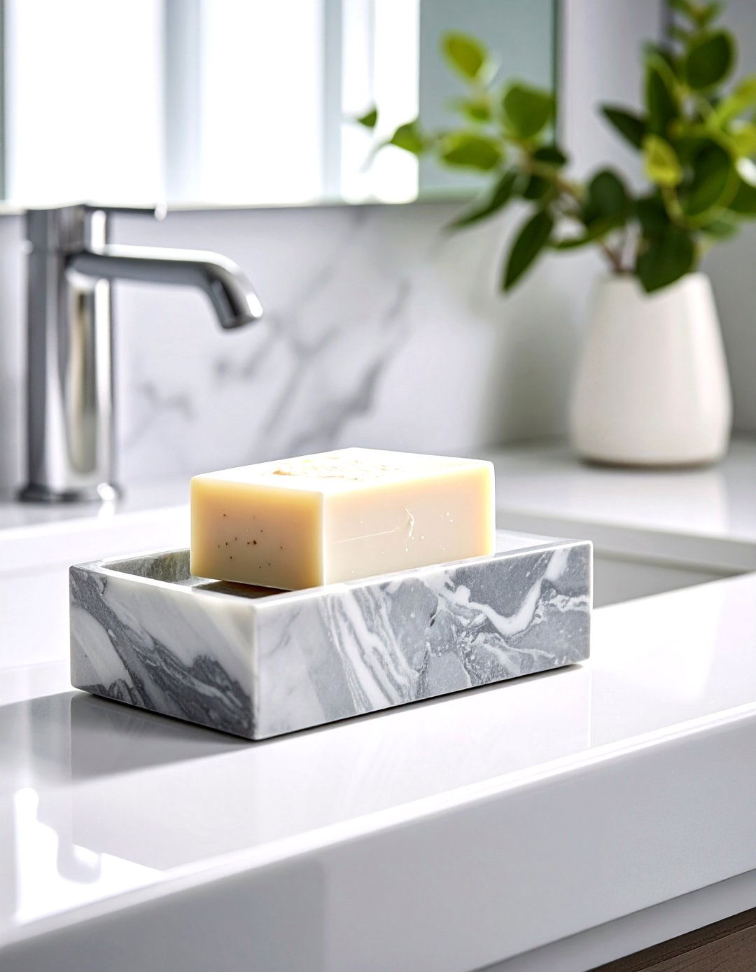 Marble Gray Soap Dish - 30 gray bathroom accessories ideas
