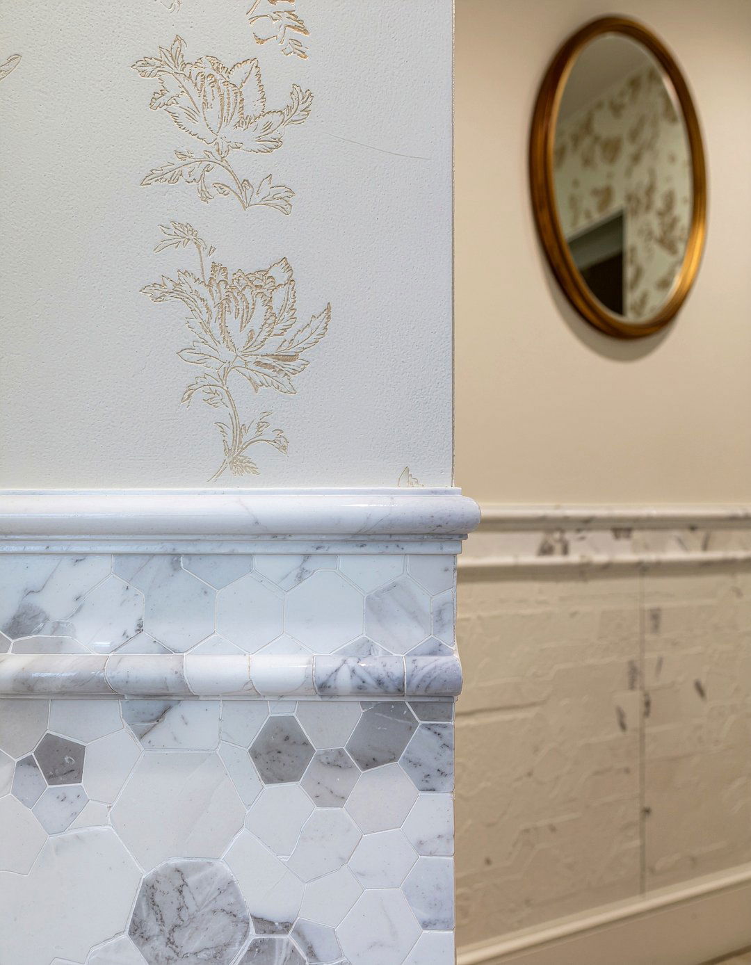 Marble Hexagon Tile Wainscoting - 30 marble hexagon tile bathroom ideas