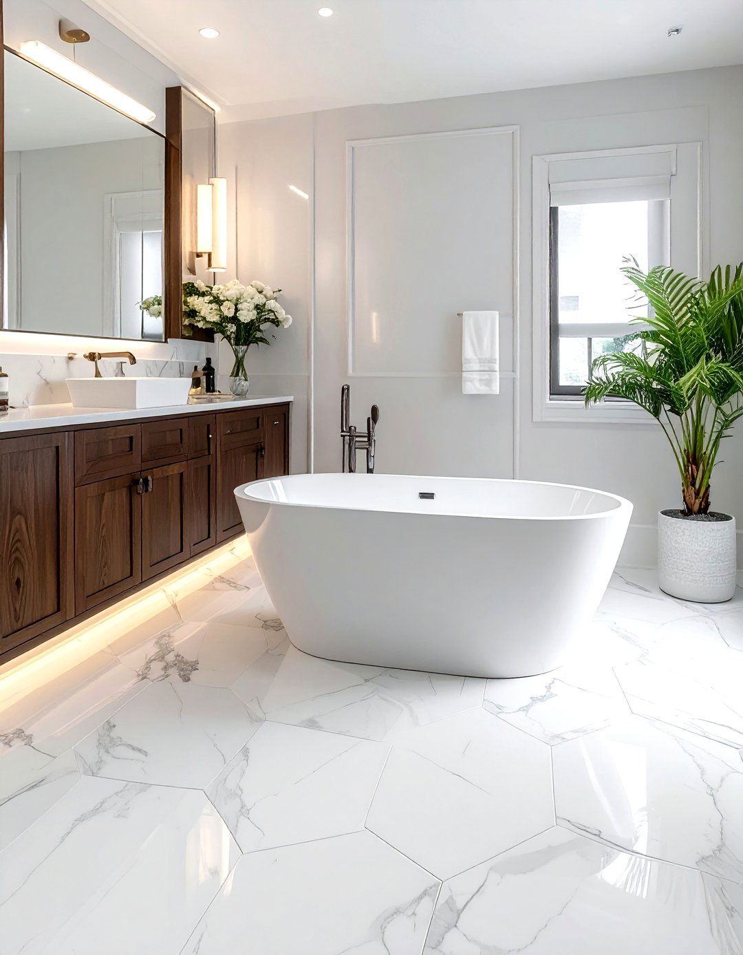 Marble Hexagon Tile White Grout - 30 white grout bathroom ideas